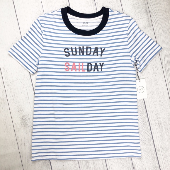 1901 Sunday Sail Day Striped Graphic Tee M‎ - Picture 1 of 3